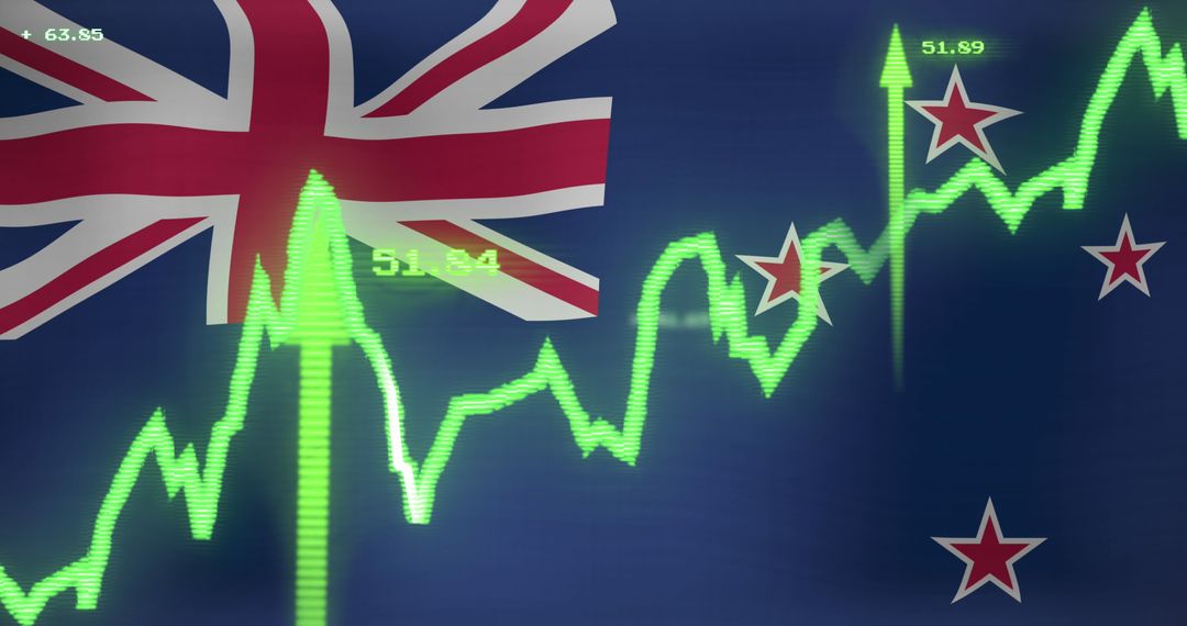 Digital Financial Data Processing Over New Zealand Flag