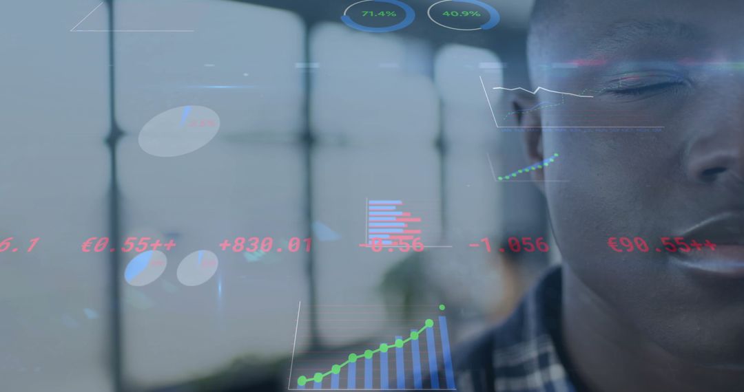 Businessman Experiencing Futuristic Financial Data Analytics