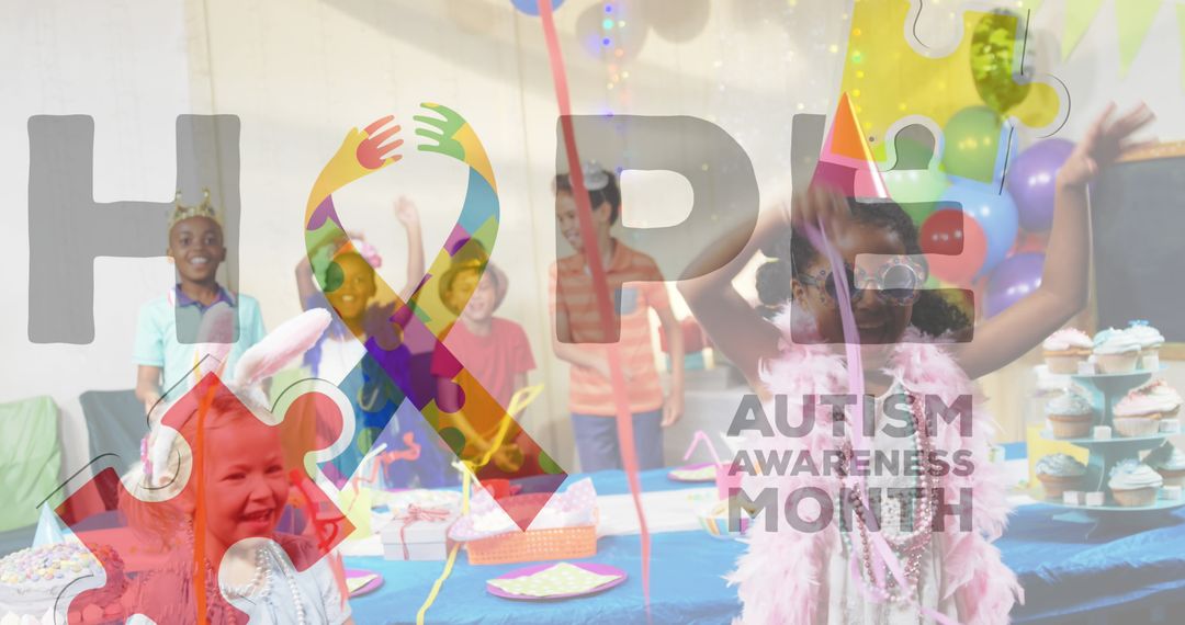 Autism Awareness Month Celebration with Diverse Children