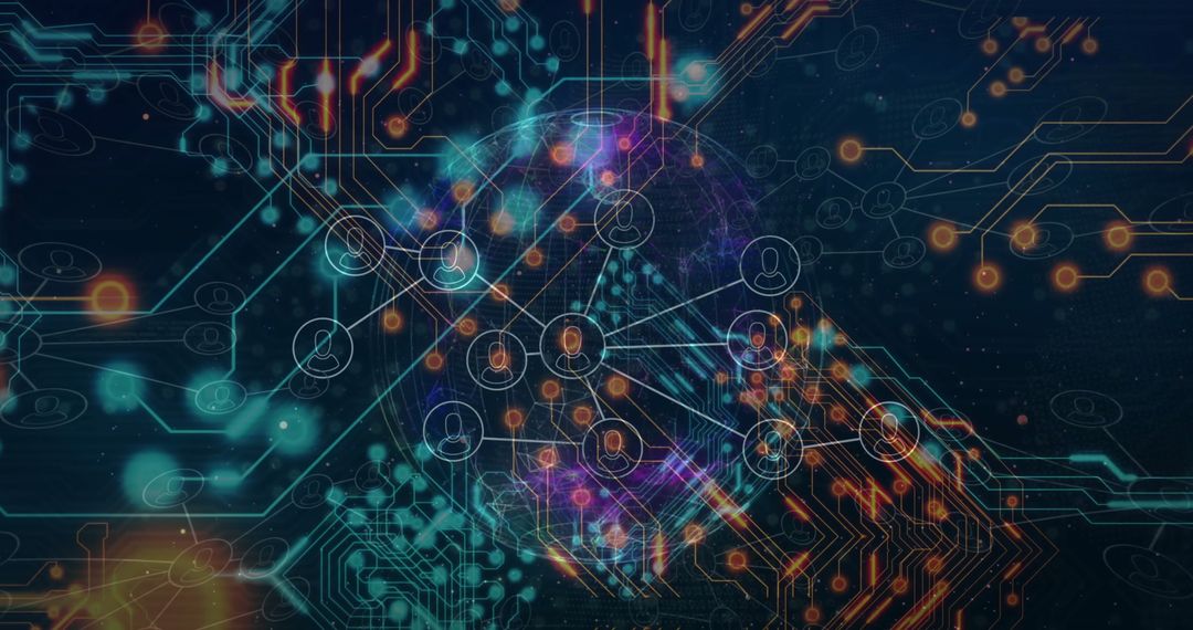 Global Networks and Technology Art Concept with Circuit Patterns