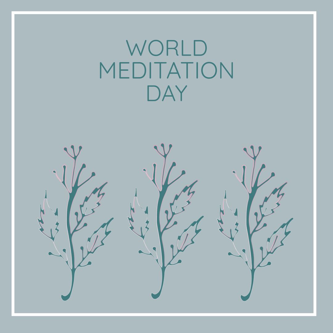 World Meditation Day Concept with Minimalist Leaves