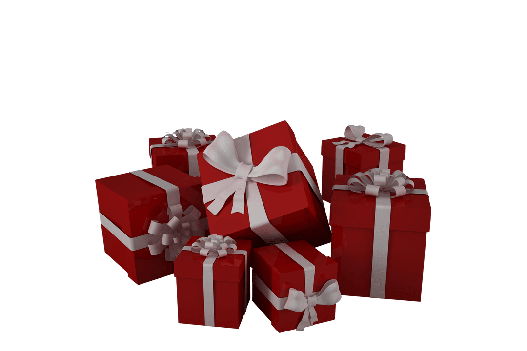 Transparent Red Gift Boxes with White Bows