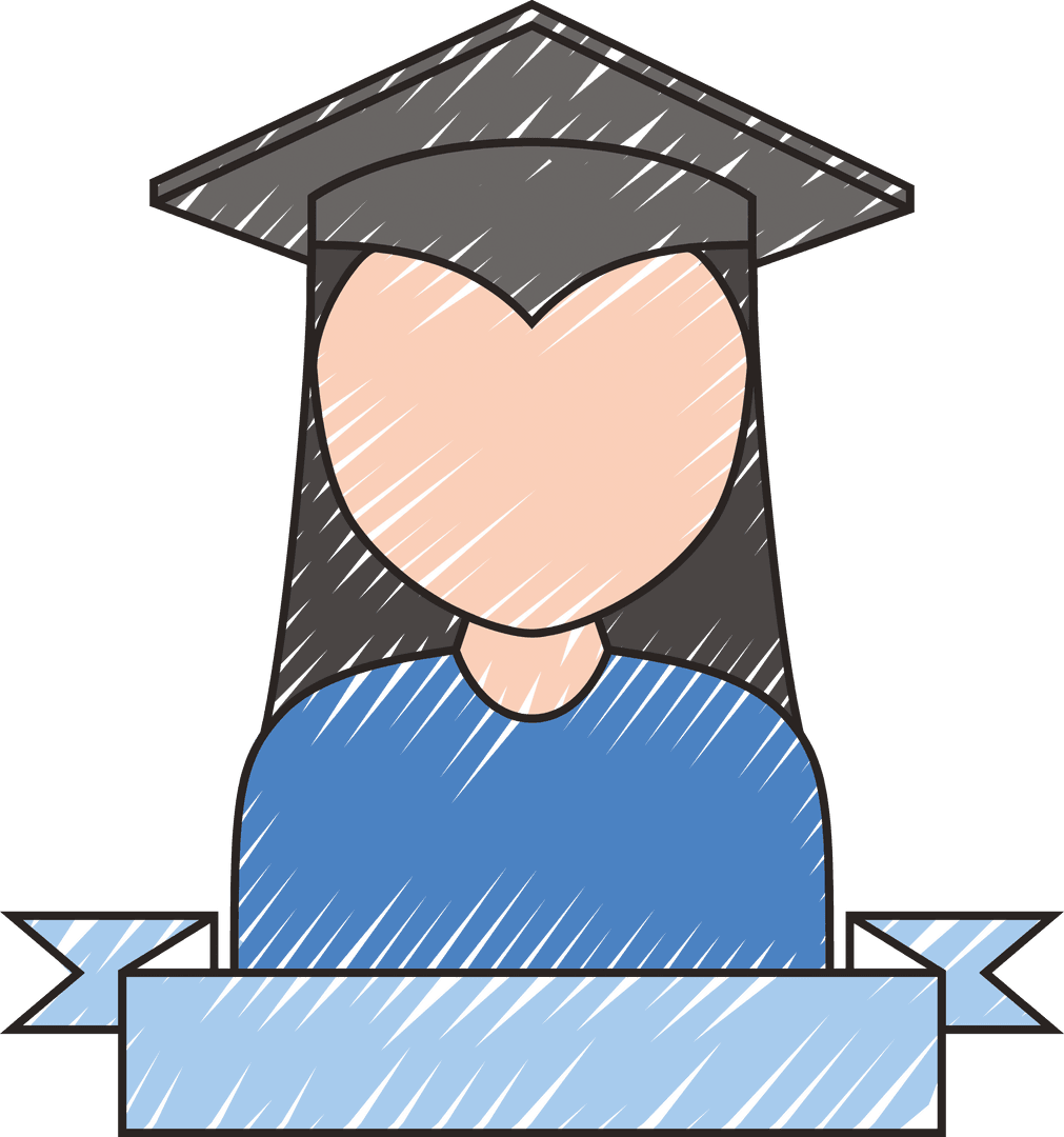 Transparent Female Student Graduate Icon with Banner
