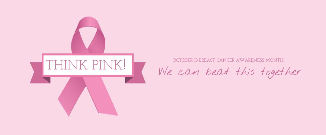 Think Pink Banner Promoting Breast Cancer Awareness Month with Pink Ribbon - Download Free Stock Templates Pikwizard.com