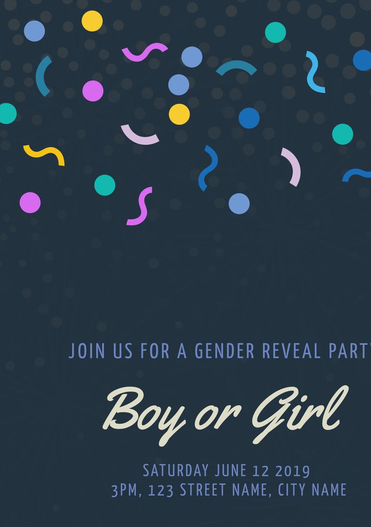 Vibrant Gender Reveal Party Invitation with Colorful Confetti