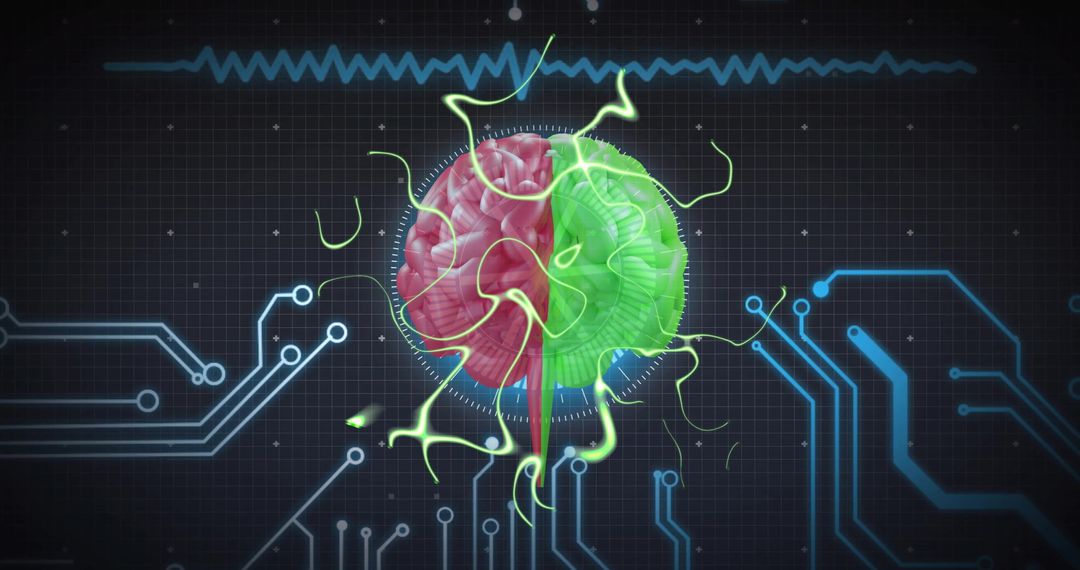 Futuristic Brain and Circuitry Illustrate Artificial Intelligence