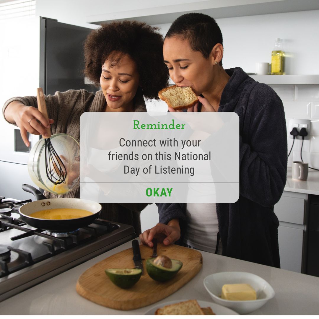 Diverse Couple Cooking Breakfast for National Day of Listening