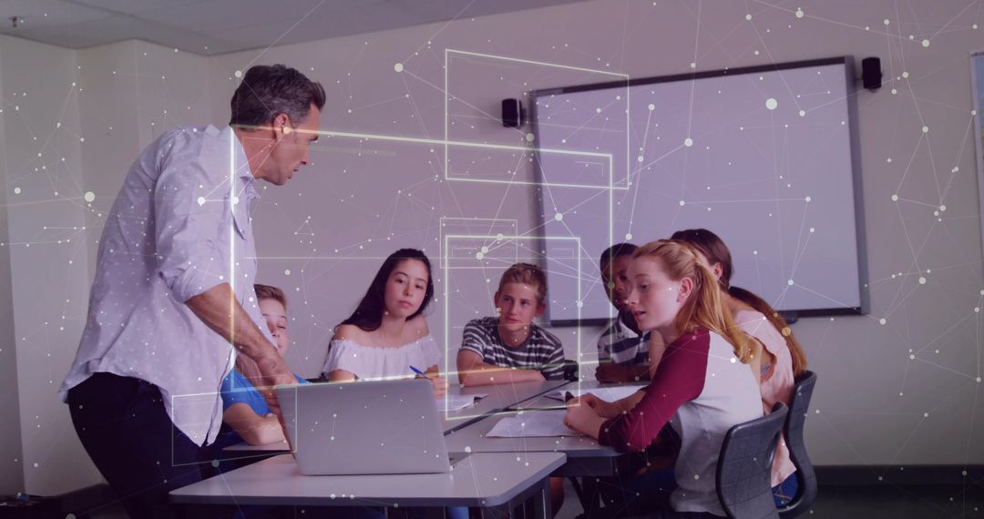 Instructor Engaging Students with Technological Presentation in Classroom