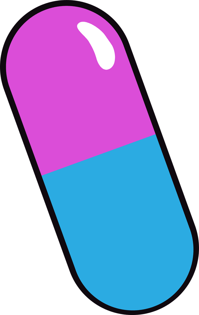 Transparent Flat Capsule Icon with Glossy Magenta Cyan Design
