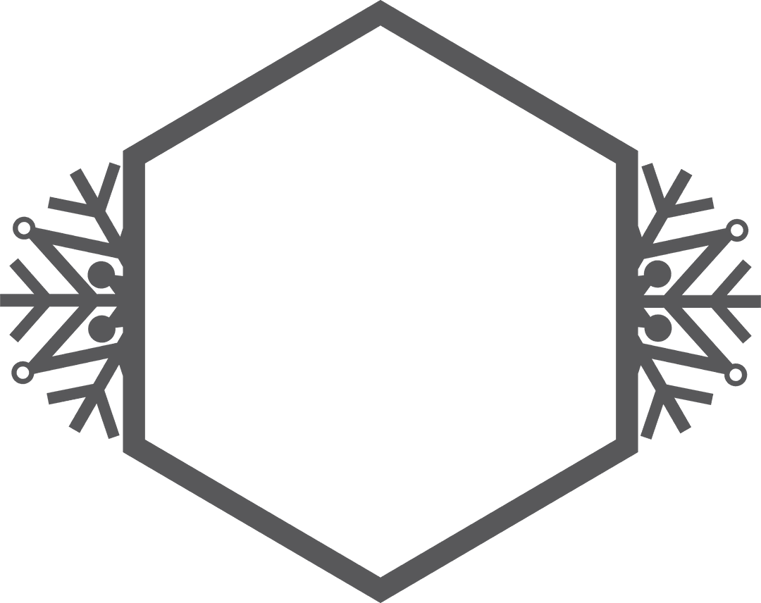Transparent Snowflake Hexagon Frame with Abstract Shape