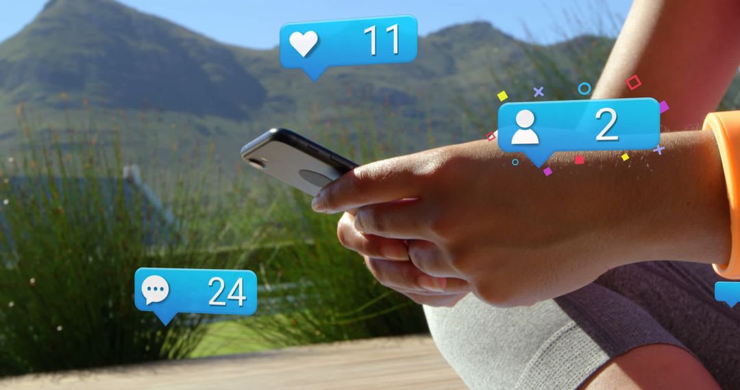 Person Using Smartphone with Social Media Notifications