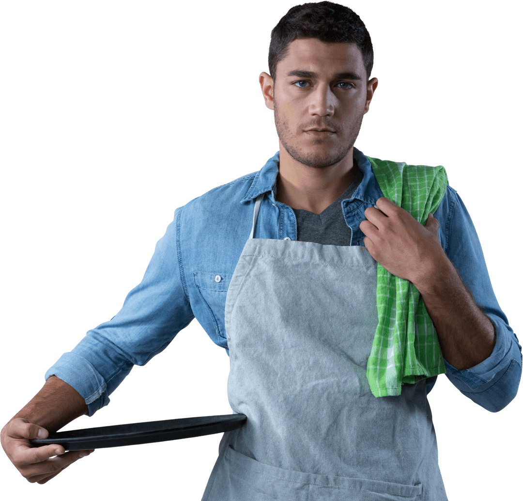 Transparent Portrait of Confident Male Waiter