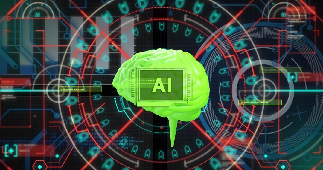 Futuristic Digital Brain with AI and Data Interface