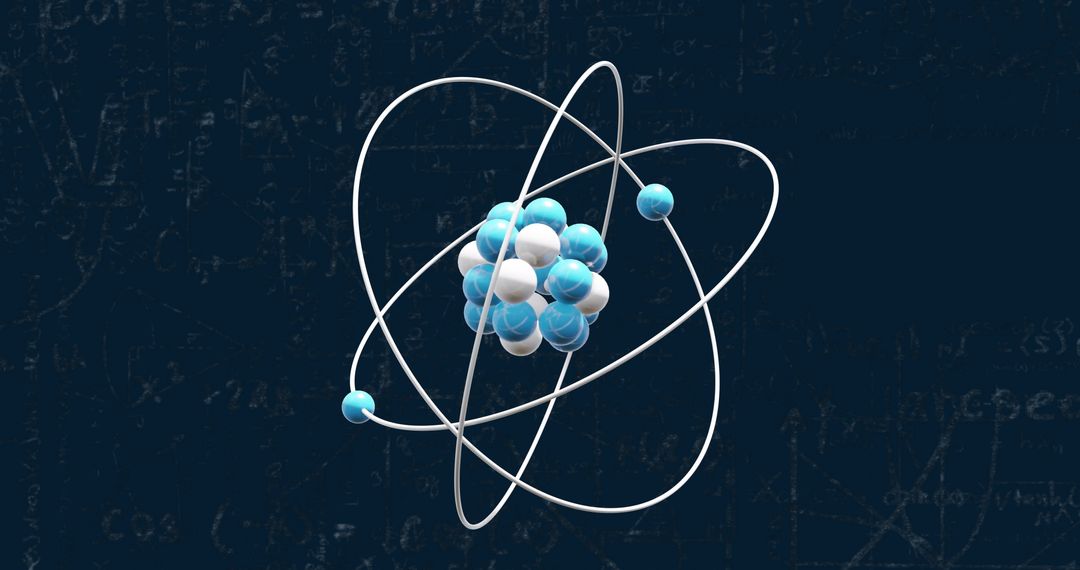 Abstract Atom Model with Scientific Equations Background