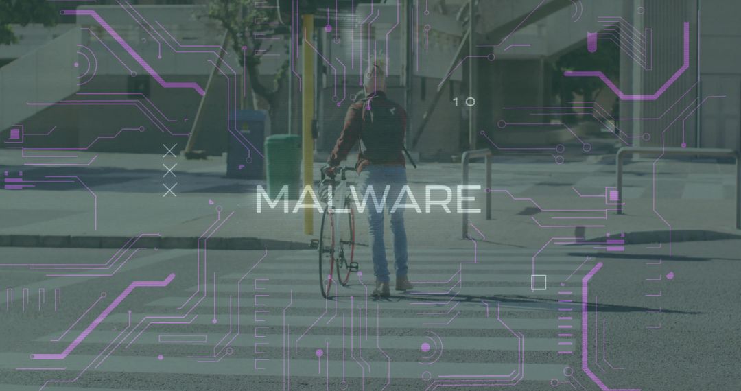 Digital Security Threats Concept with Futuristic Circuit Overlay