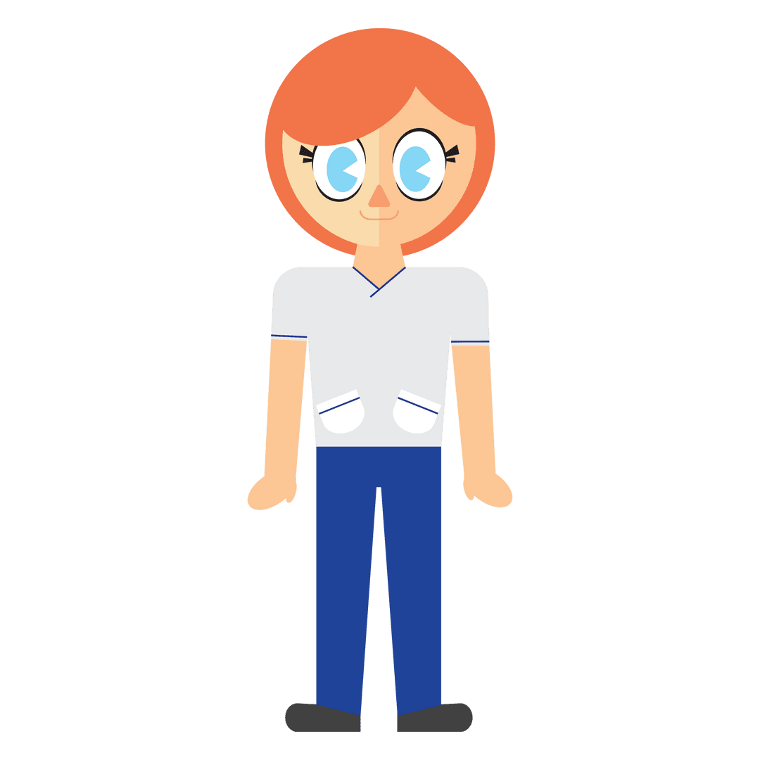 Cartoon Redhead Girl Icon on Transparent Background