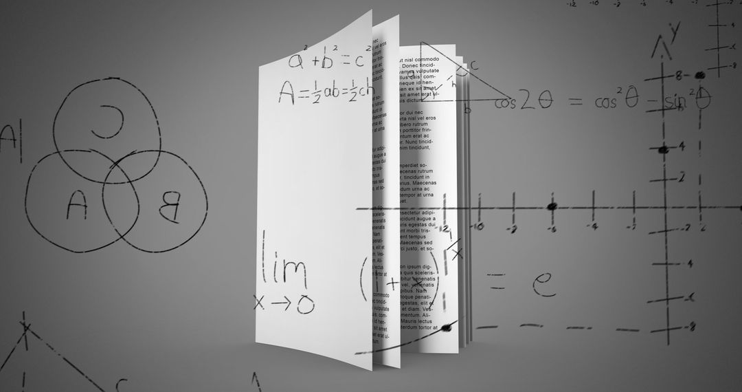 Mathematical Formulas Projected on Open Book, Symbolizing Education