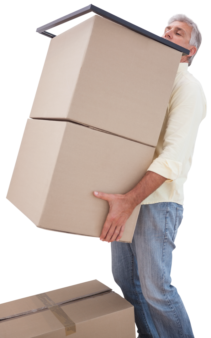 Transparent Elderly Man Lifting Heavy Cardboard Boxes - Download Free Stock Images Pikwizard.com