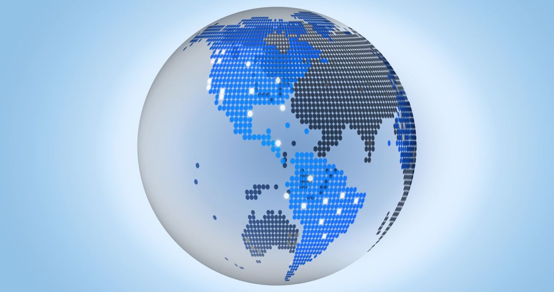 Digital Globe with Pixelated Style Over Blue Background