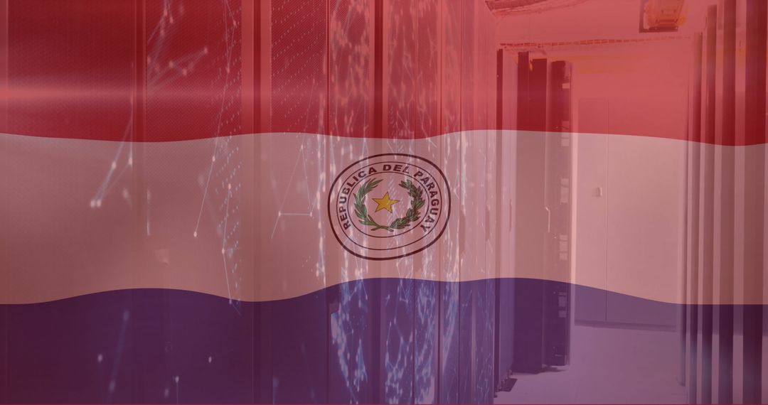 Paraguay Flag with Data Center Servers in IT and Network Infrastructure