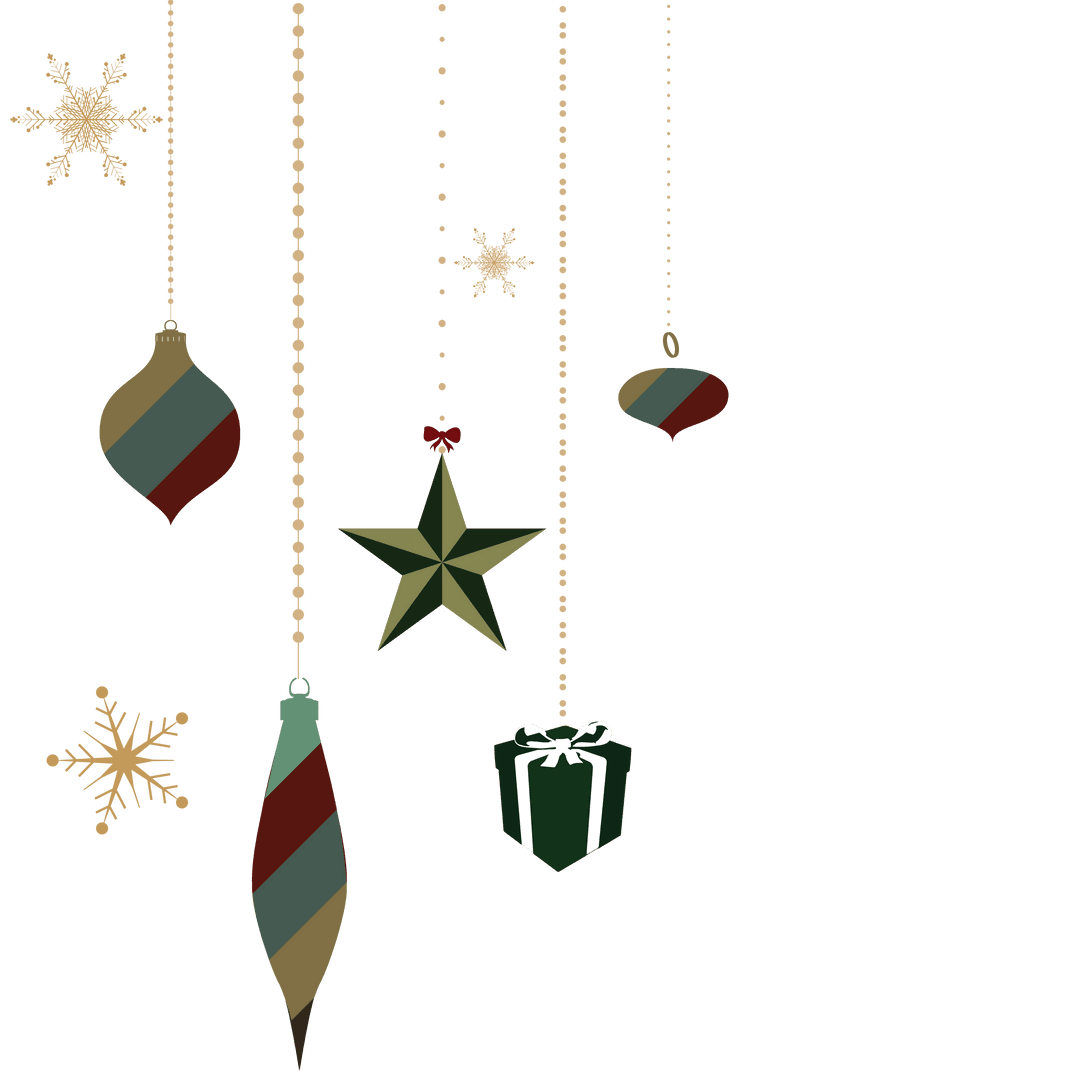 Transparent Ornaments and Stars Hanging from Beads
