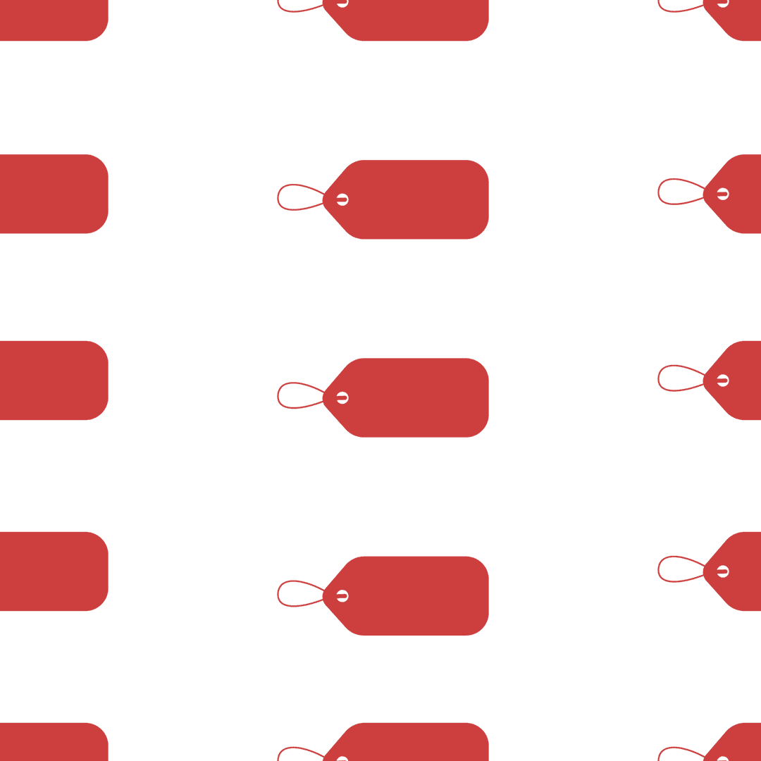 Seamless red tag pattern isolated on transparent background