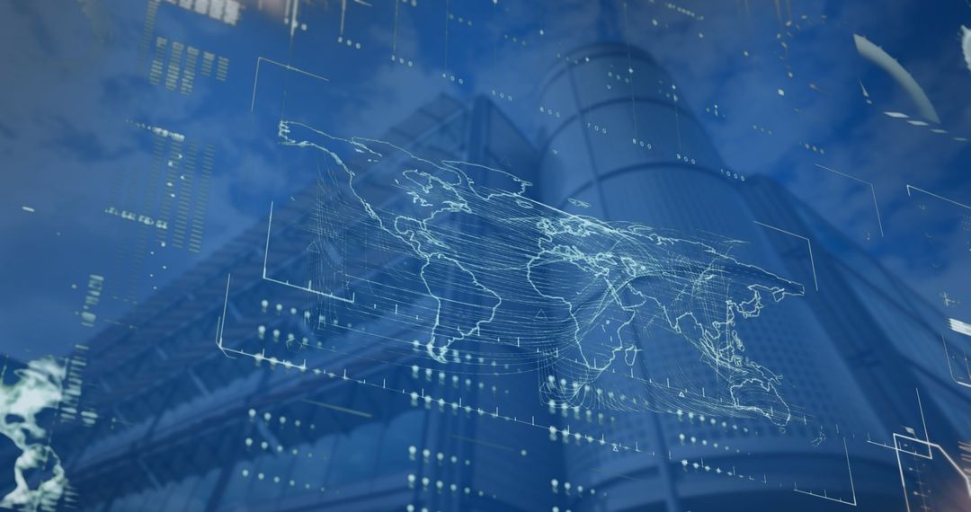 Futuristic Interface Over World map Conceptual Visualization