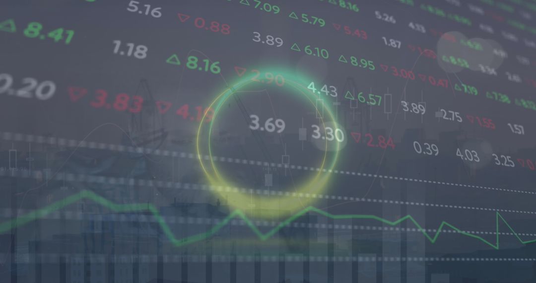 Stock Market Analysis with Digital Composite of Cityscape