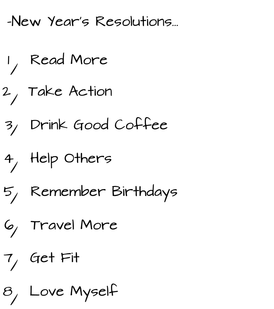 New Year's Resolutions Calligraphy on Transparent Background