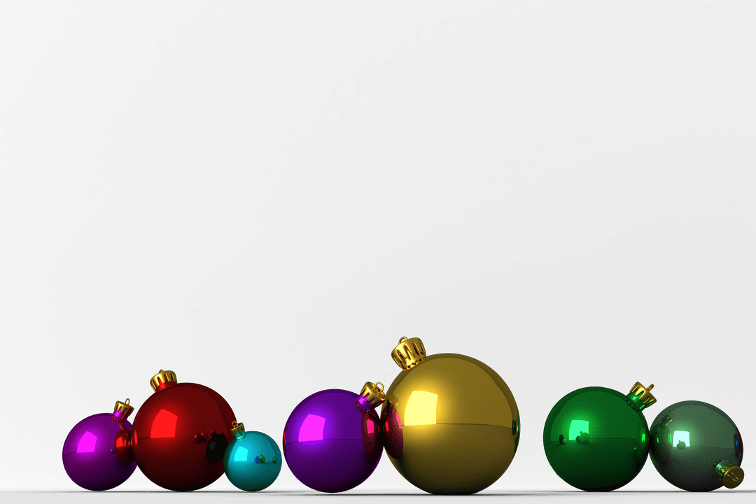 Colorful Christmas Baubles Transparent Background Illustration