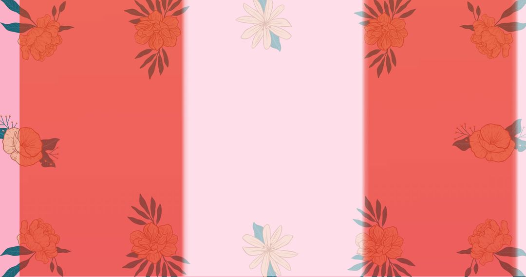 Floral Pattern Frame on Red Rectangles with Pink Background