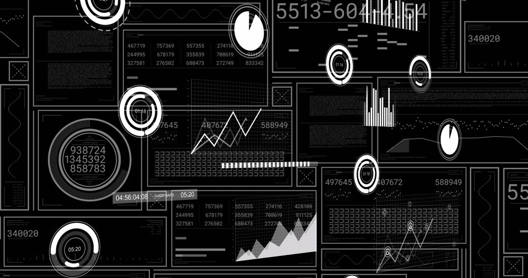 Futuristic Digital Data Charts and Graphs Interface