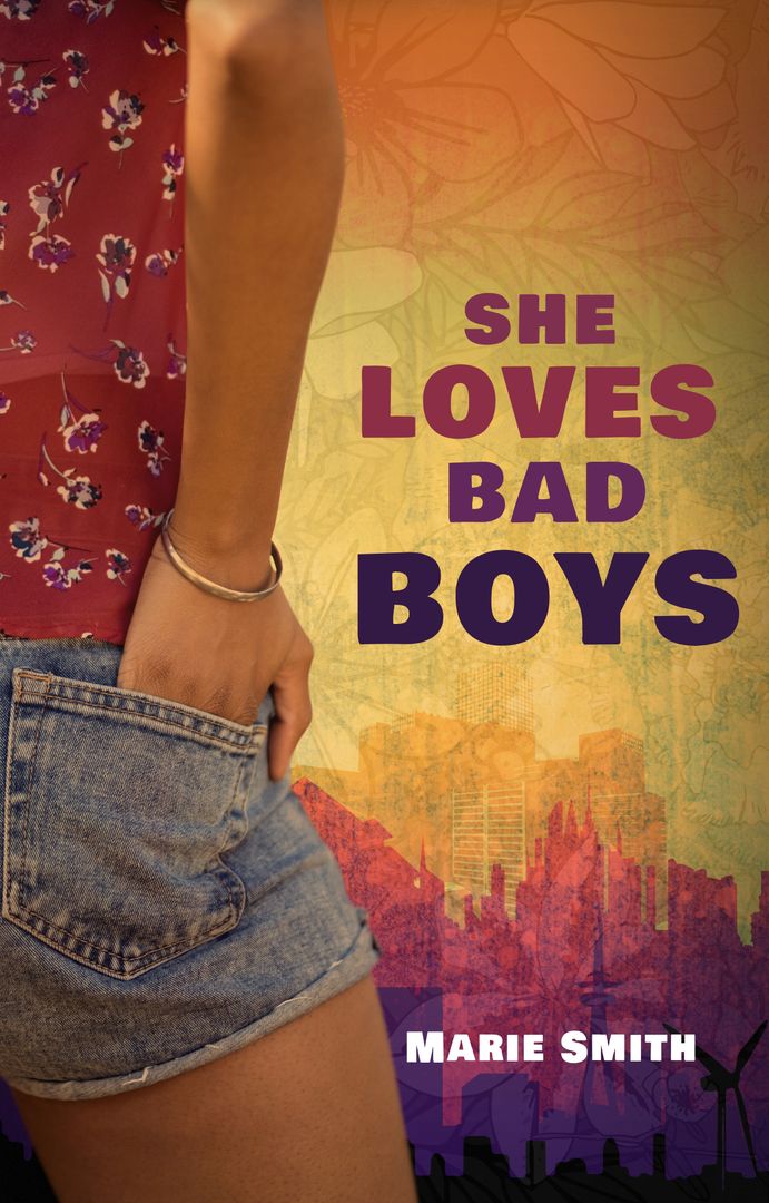 Edgy Romance Novel with Modern Cityscape Background