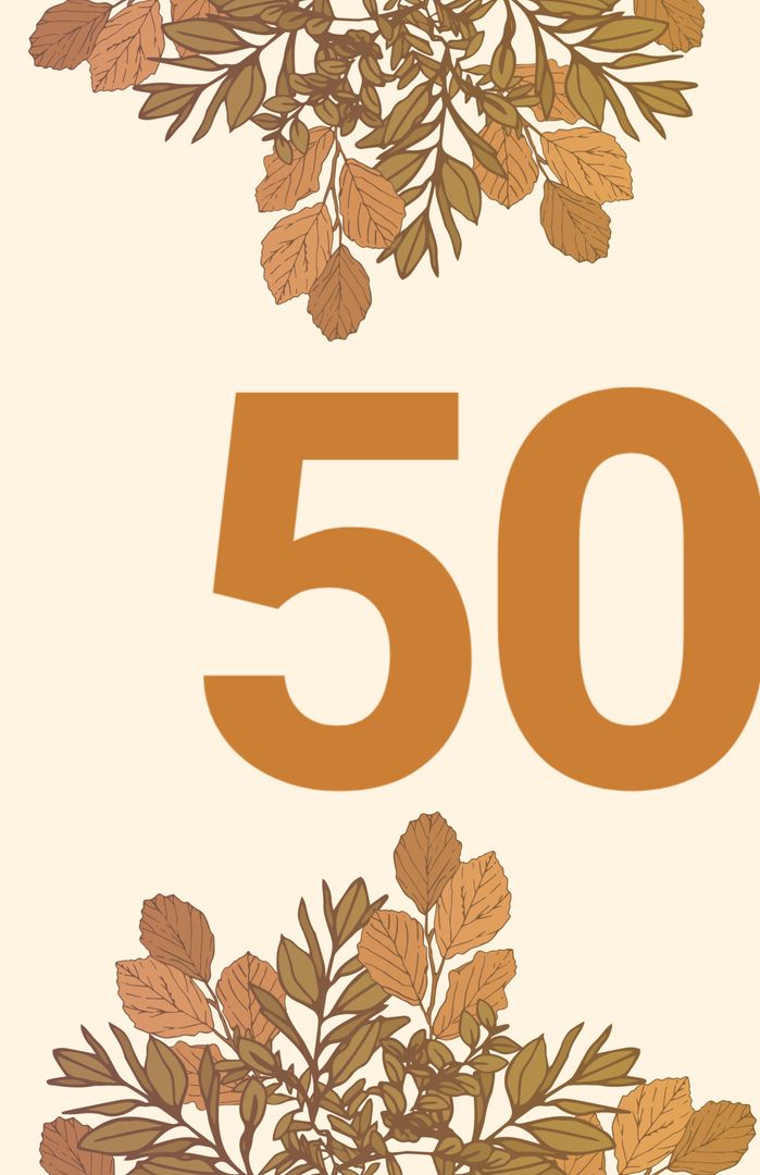 Elegant Foliage Anniversary Design with Prominent Number 50