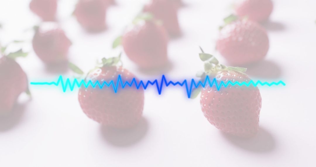 Vibrant Strawberries with Digital Waveform Overlay