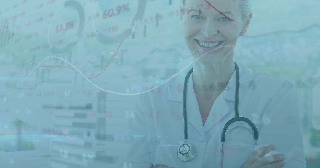 Doctor Analyzing Digital Financial Graphs for Healthcare Analytics