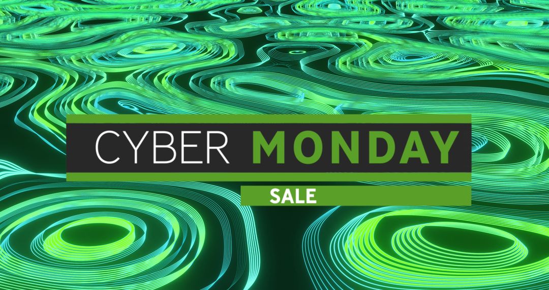 Cyber Monday Sale Graphic with Green Wavy Lines