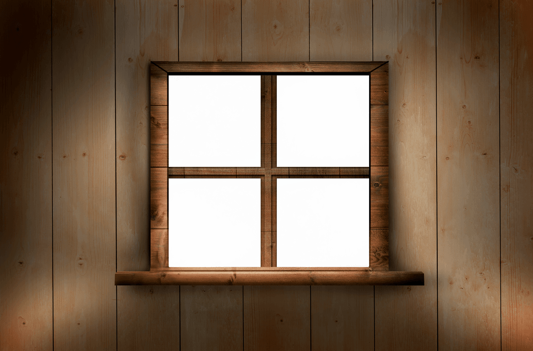 Wooden Window Frame on Transparent Background Illustration