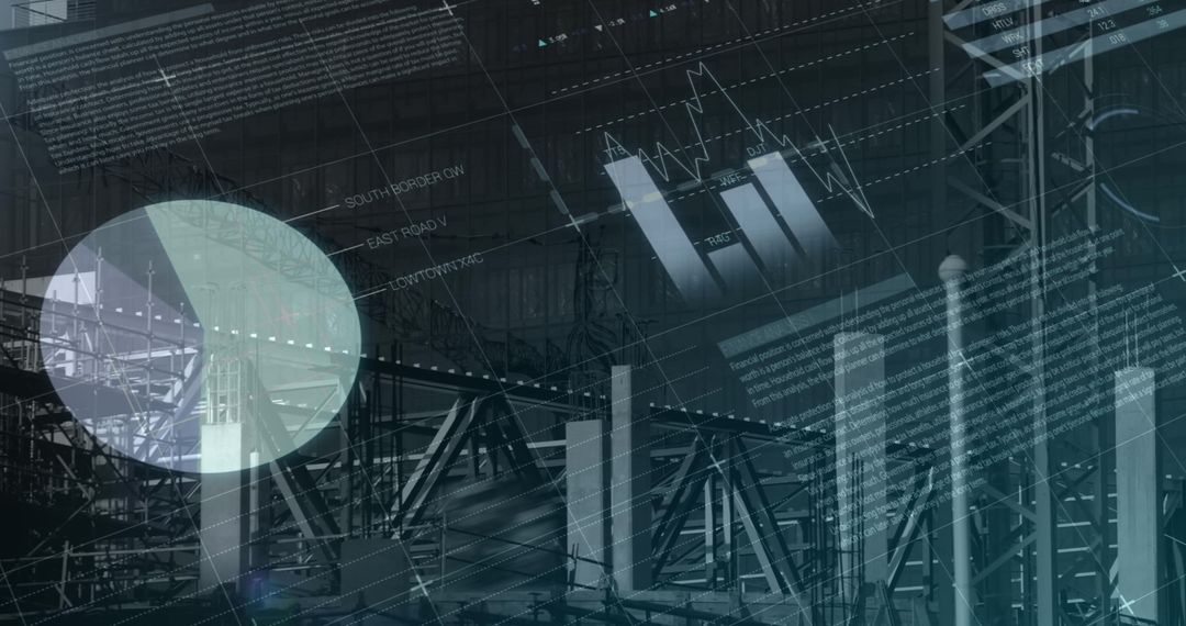 Futuristic Financial Data Overlay on Construction Concepts