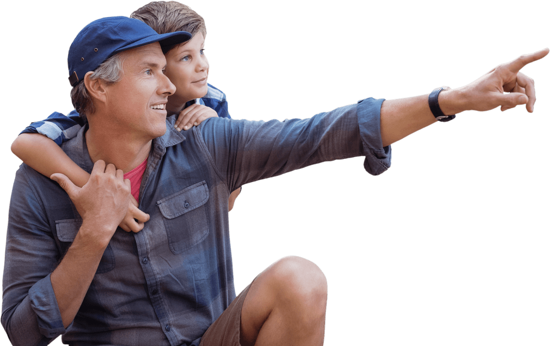 Father and Son Bonding with Transparent Background