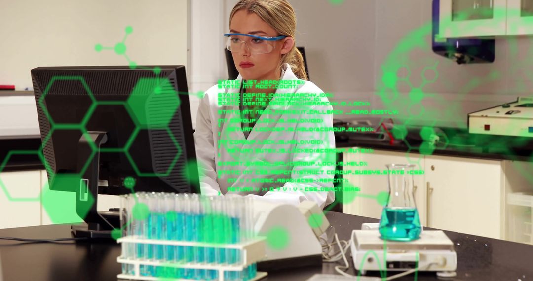 Scientist Analyzing Chemical Data in Advanced Laboratory