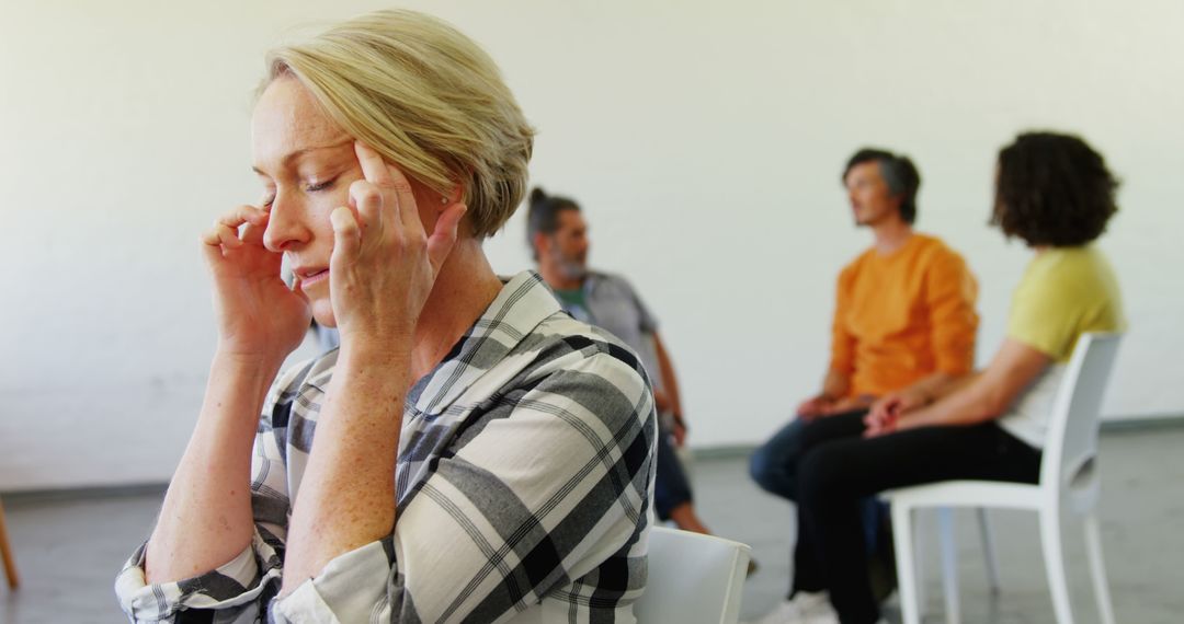 Woman in Stress Amid Support Group Discussion - Free Images, Stock Photos and Pictures on Pikwizard.com