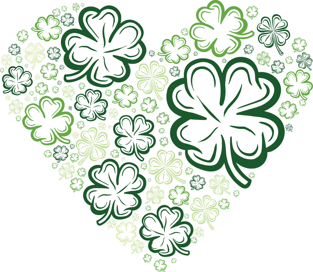 Transparent Heart Arrangement of Clover Leaves for Love and Valentine's Themes