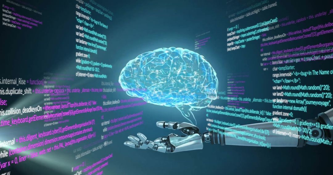 Ai technology futuristic robotic arm digital coding design visualization