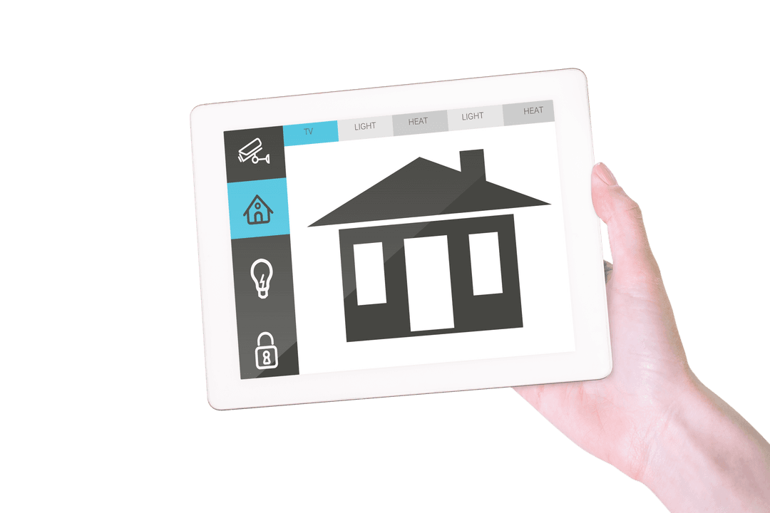 Transparent Tablet Displaying Automated Home Control Interface - Download Free Stock Images Pikwizard.com