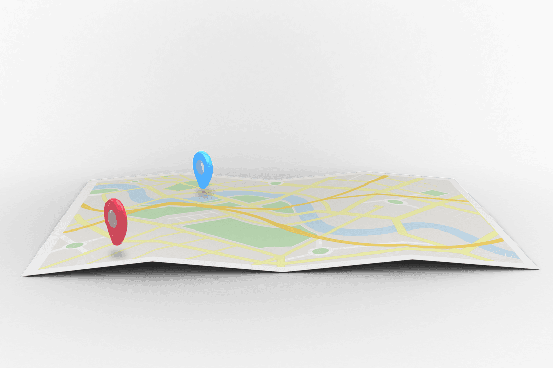 Transparent Vector Map Illustration with Destination Pins for Travel