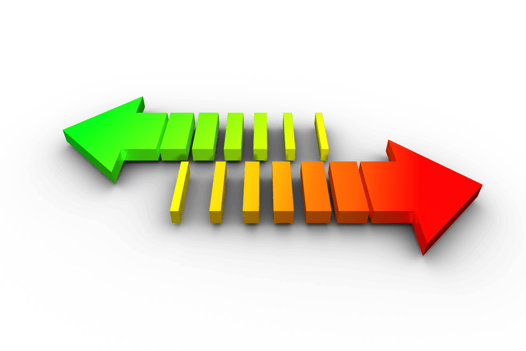 Colorful 3D Gradient Arrows on Transparent Background Illustration