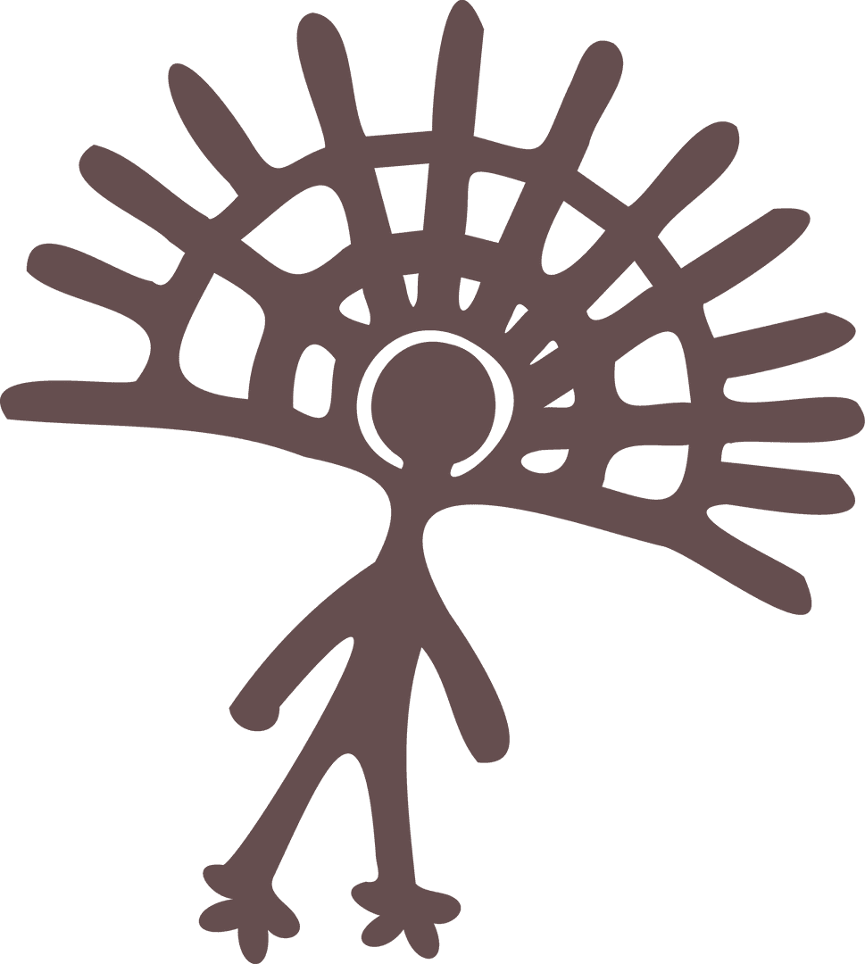 Elegant Abstract Humanoid with Radiating Branch Motif on Transparent Background