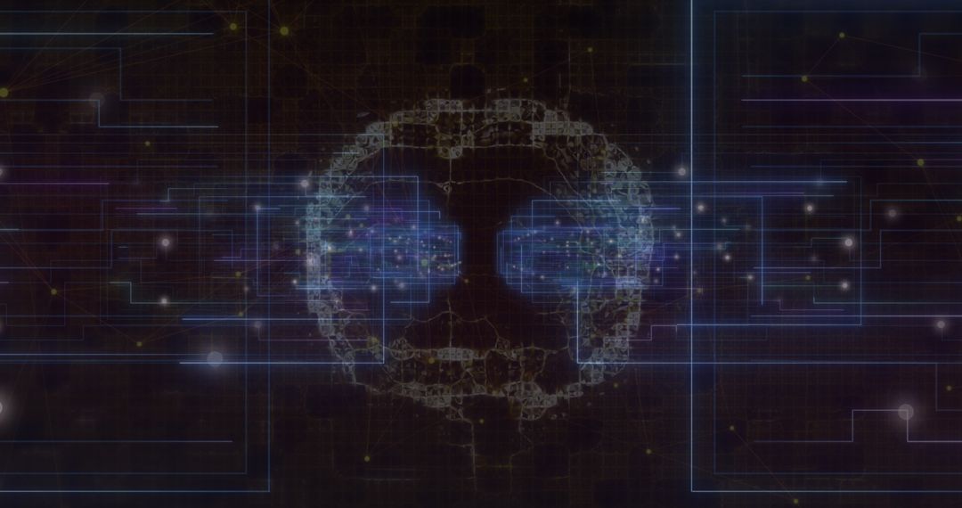 Futuristic Digital Brain with Data Networks Represents AI and Technology