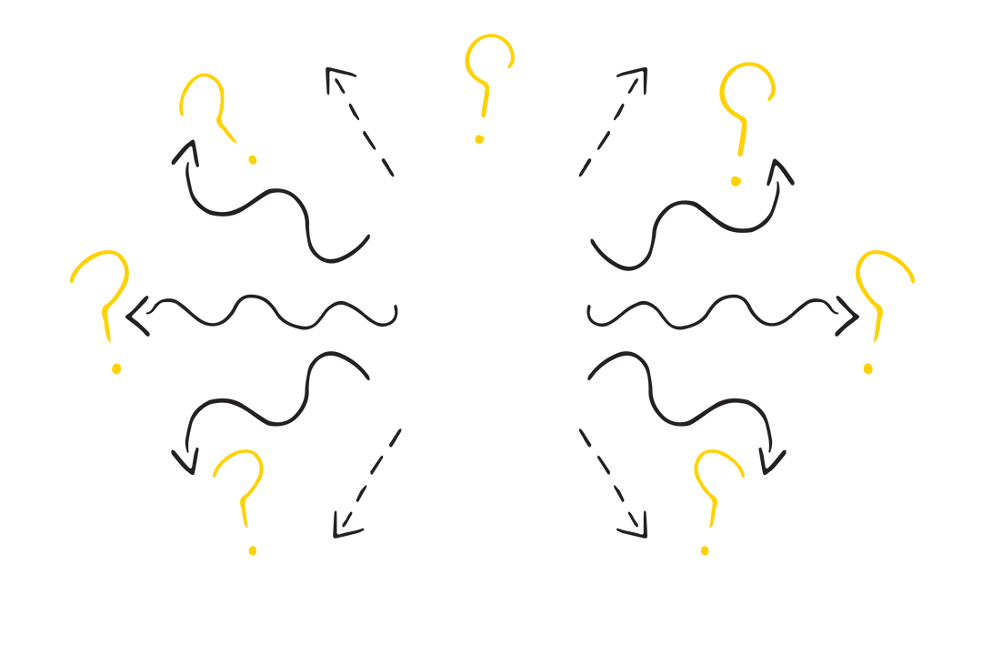 Curly Arrows and Question Marks Illustration on Transparent Background - Download Free Stock Images Pikwizard.com